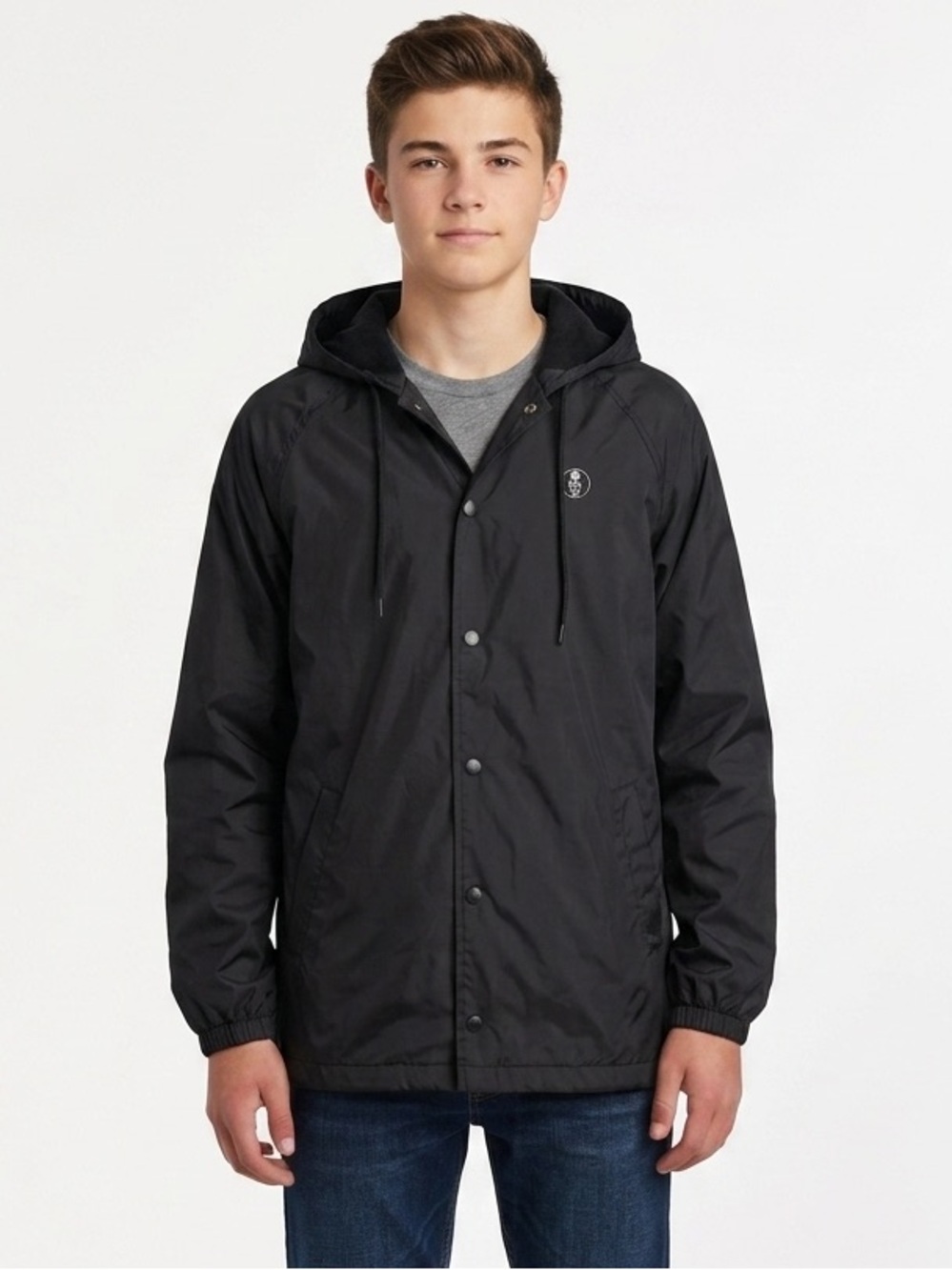 Obey Windbreaker Shell Fall Spring Men Medium Jacket Coat Black White